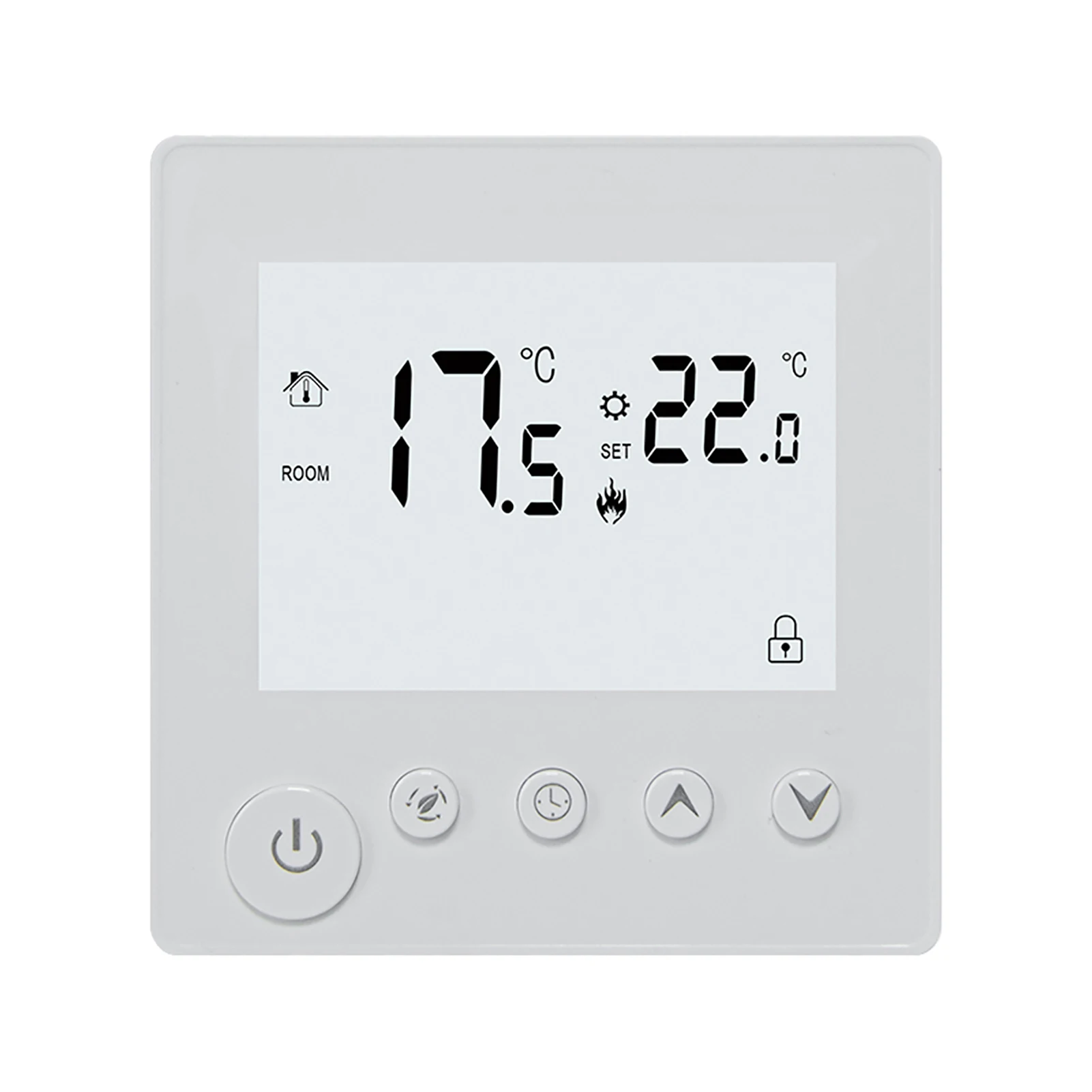

Temperature Controller LCD Backlight Display Week Time Indoor Temperature Display Target Temperature Setting Manual Timing Energ