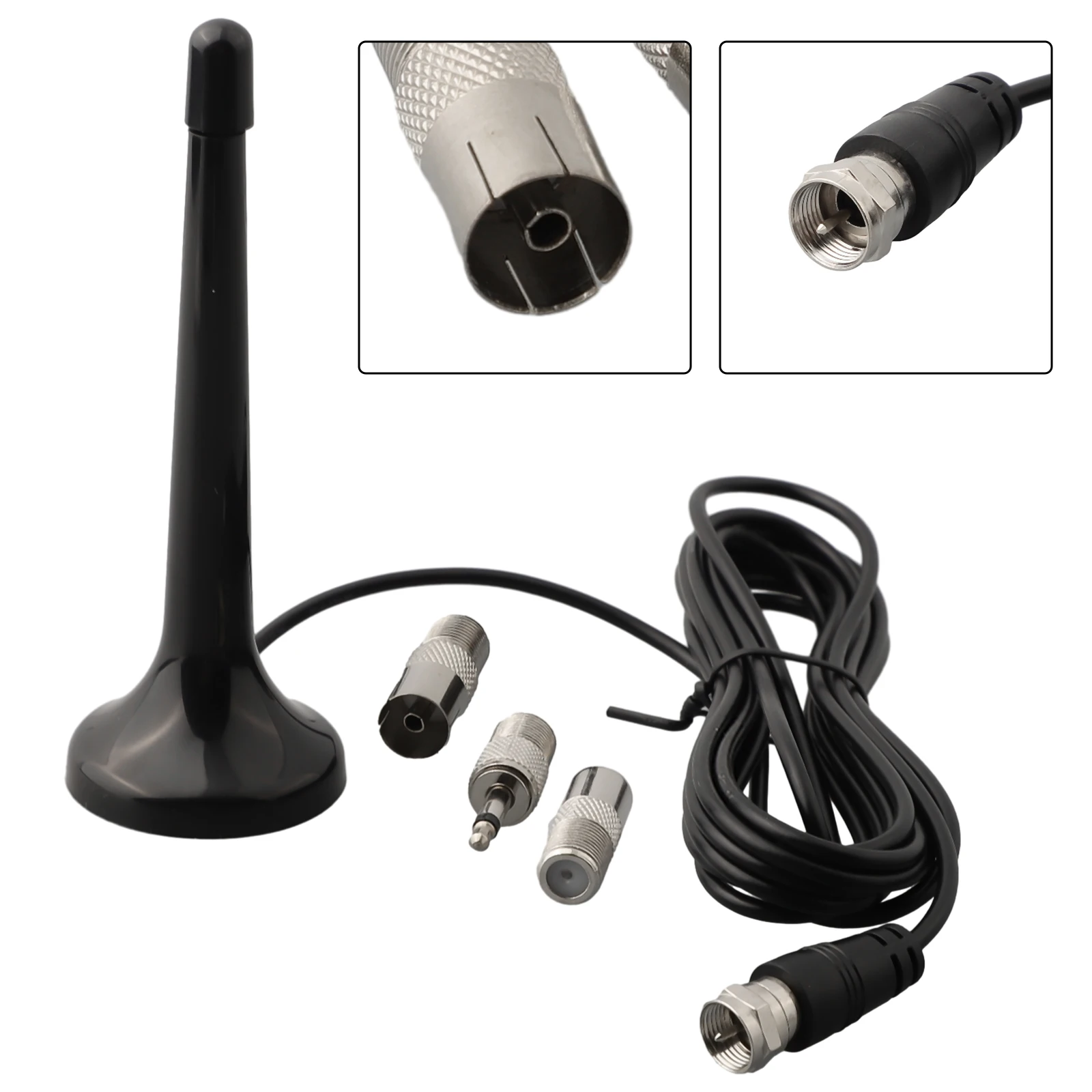 3meters FM Radio Antenna DAB Telescopic Antenna With Magnetic Base 3Plug Adapters Home Indoor TV Radio Tools Accessories