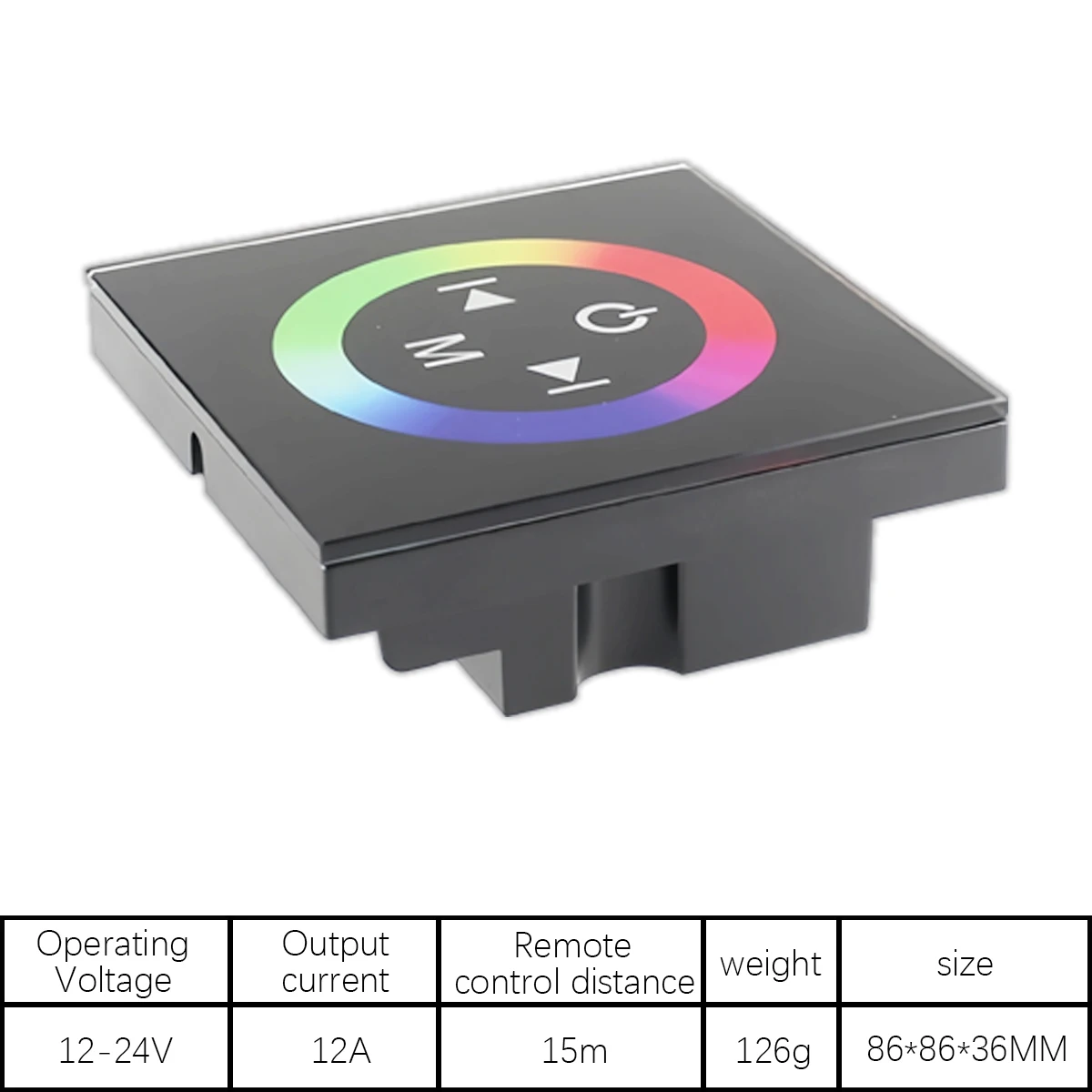 86-Type Touch Glass Panel LED Controller - RGB Dimmer for Strips & Panels