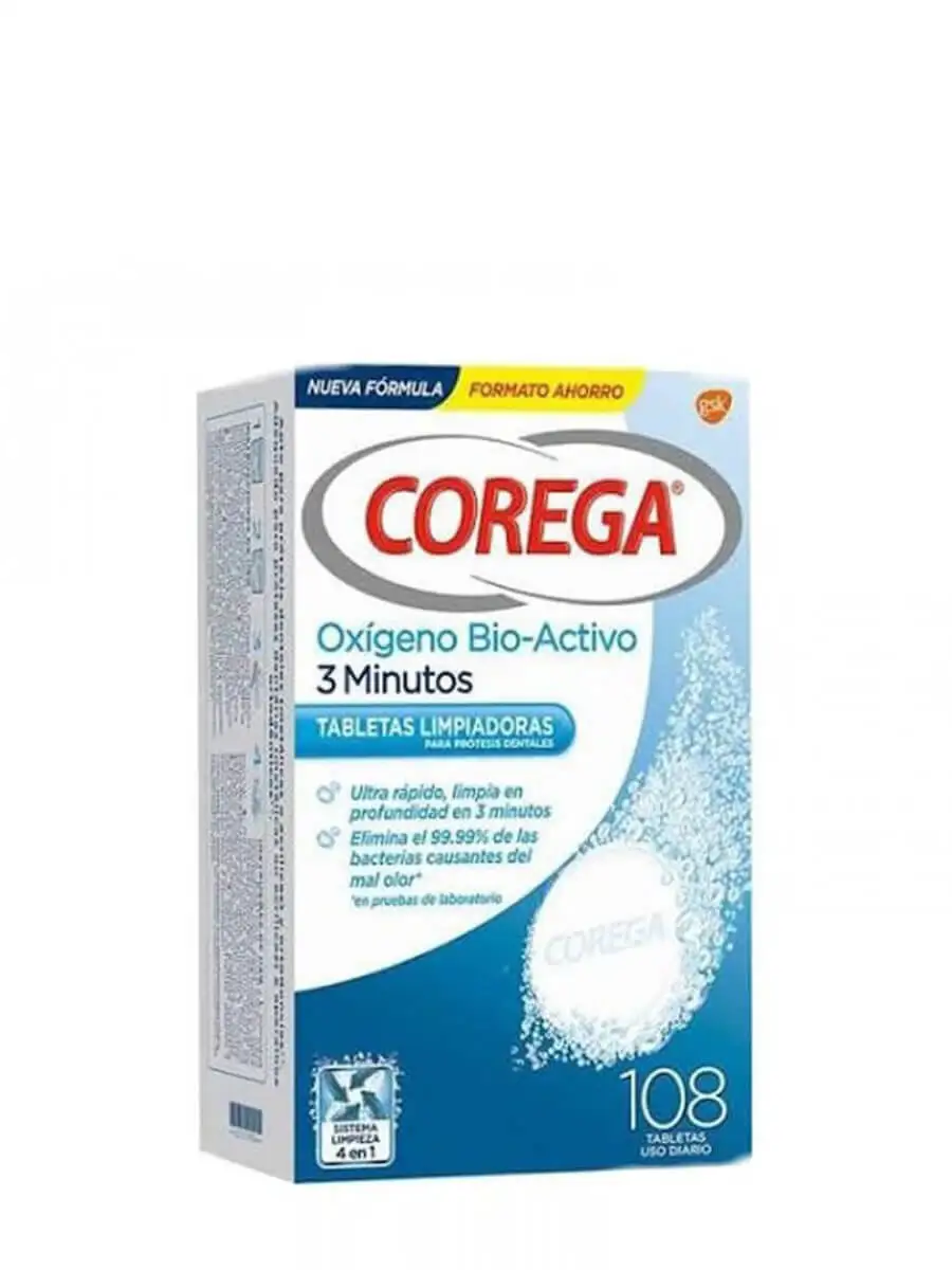 Corega bio-active oxygen 108 tablets-cleaning tablets for dental prosthetics