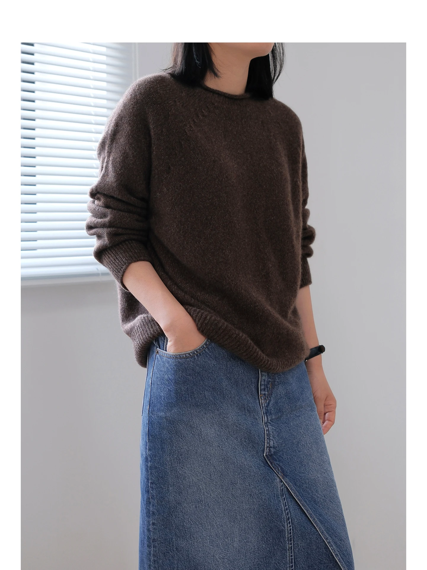 

Sansanstudio Camere Knitted Sweater Thiened f High Collar Sl Autumn Winter Women's Casual Sle Long Sve Sweater