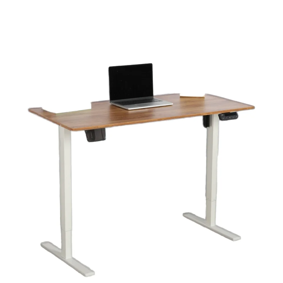 Electric Desk Ergonomic Height-Adjustable Standing Desk Single Motor Steel Wood Metal Fabric White For Office Hospital Use