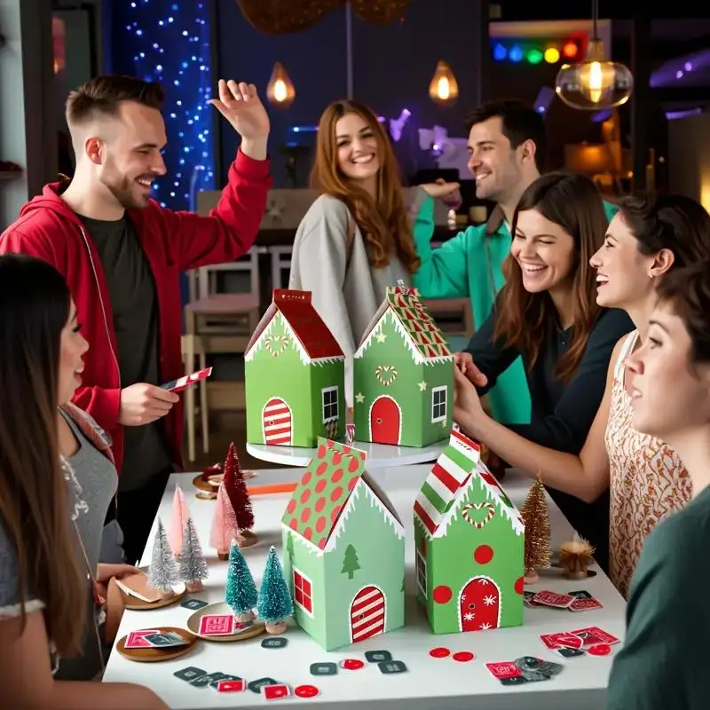 12 stücke Weihnachten Haus Form Box Für Neue Jahr Urlaub Party Süßigkeiten Geschenk Cookies Verpackung Box Weihnachten Baum Ornamente Hause Dekoration