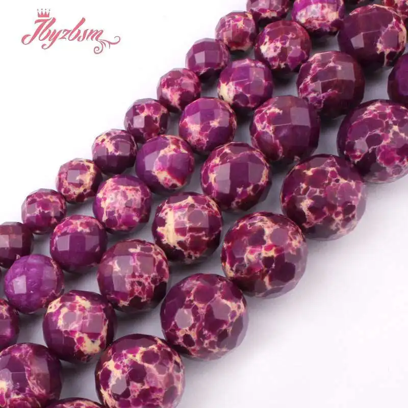 6/8/10/12mm Natural Sea Sediment Purple Round Stone Beads For Jewelry Making DIY Beads Necklace Earring Bracelet Strand 15