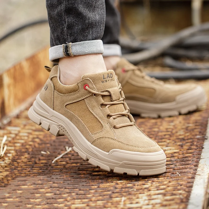 men fashion plastic toe caps working safety shoes cow suede leather security boots worker insulated sneakers protective footwear