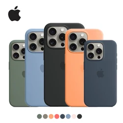 Capa magnética de silicone líquido Apple Magsafe, Carregamento sem fio, Cobertura completa, Capas originais para iPhone 15, 14, 13 Pro Max