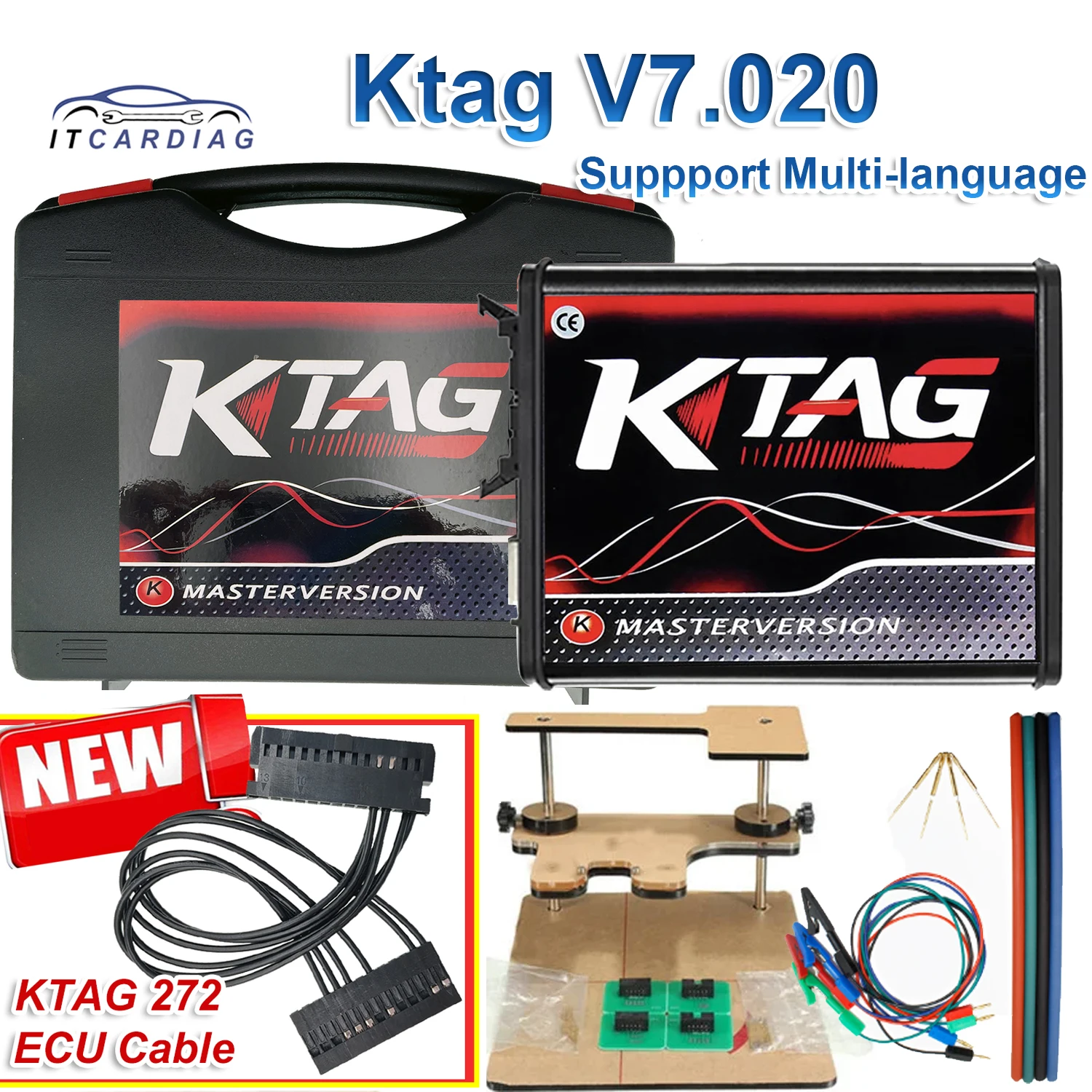 Ktag ecu programmer 2024 KTAG V7.020 V2.25 Red PCB Red European ECU Programmer Unlimited Points Networkable Online KESS V5.017