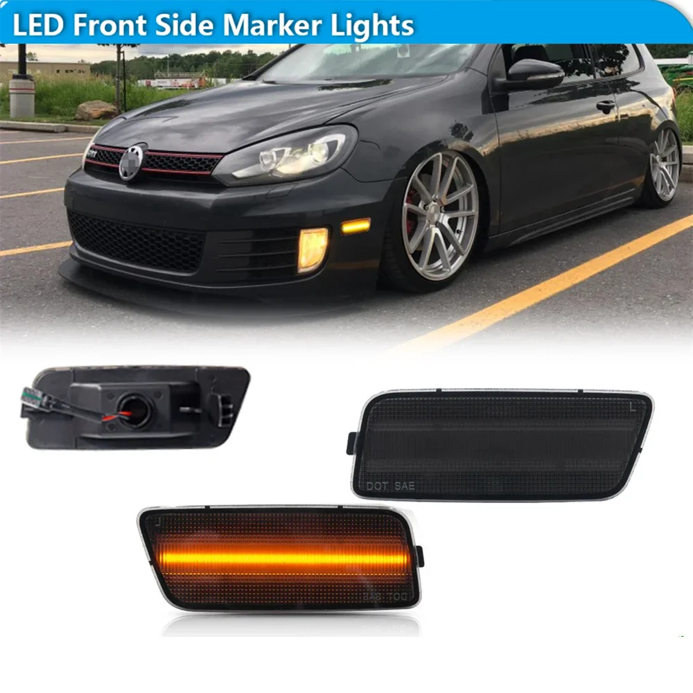 

Для Volkswagen MK6 GTI 2010 2011 2012 2013 2014 Автомобильный передний бампер, боковой габаритный указатель поворота, парковочные огни, янтарный/белый светодиод