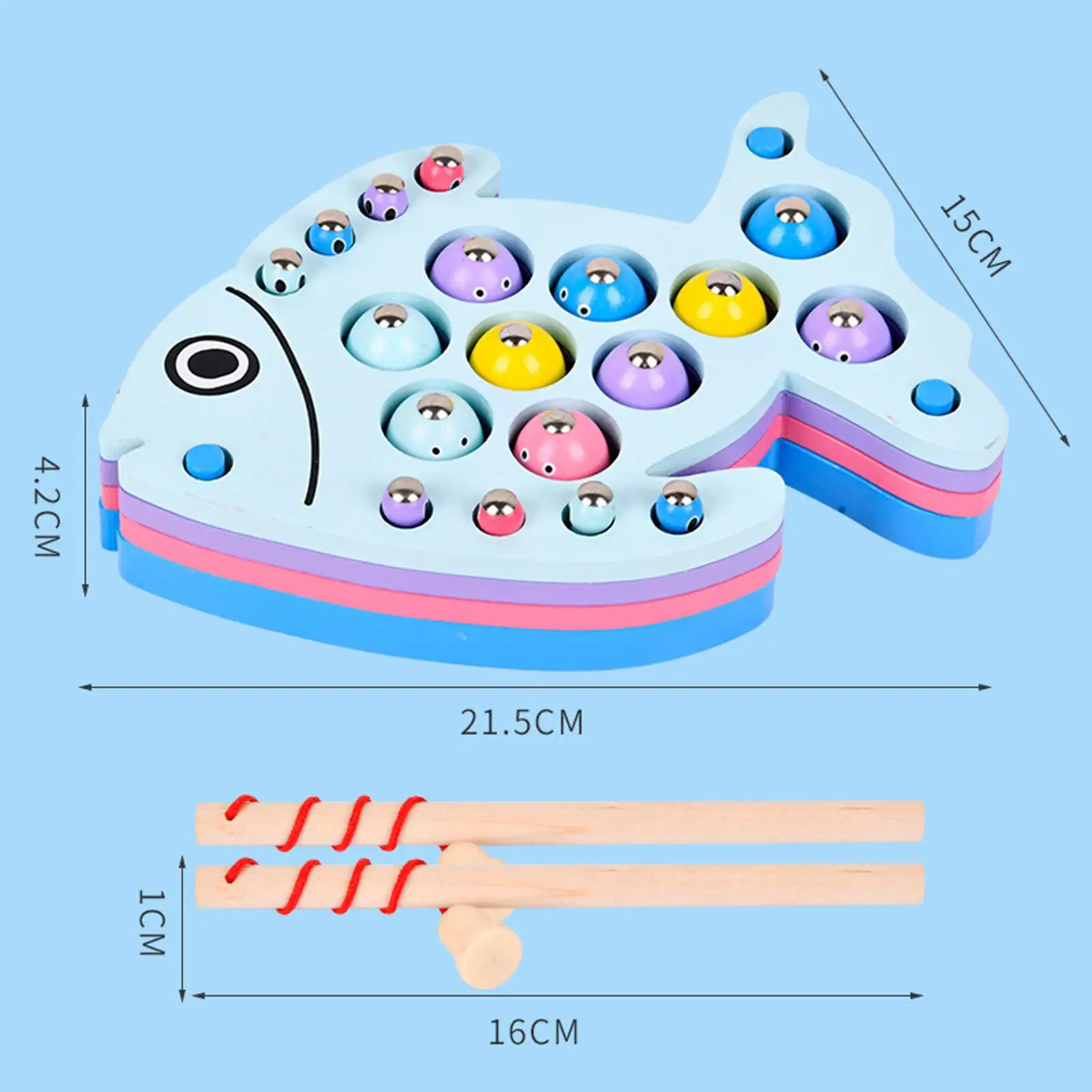 

Montessori Toys Wooden Fishing Game for Toddlers Old Preschool Learning Parent and Child Interaction Educational Durable