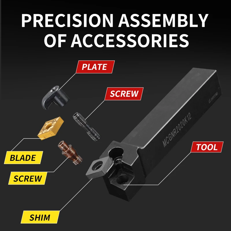 MCGNR2020K12/MCGNR2525M12/MCGNR3232P12 external turning tool CNC machining tool and CNMG carbide insert series combination