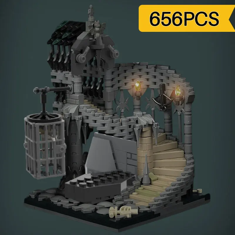 MOC Architecture Vampire Dungeon Horror Castle Prison Building Block City Dungeonsed and Dragons Spiral House Model Toy Gift