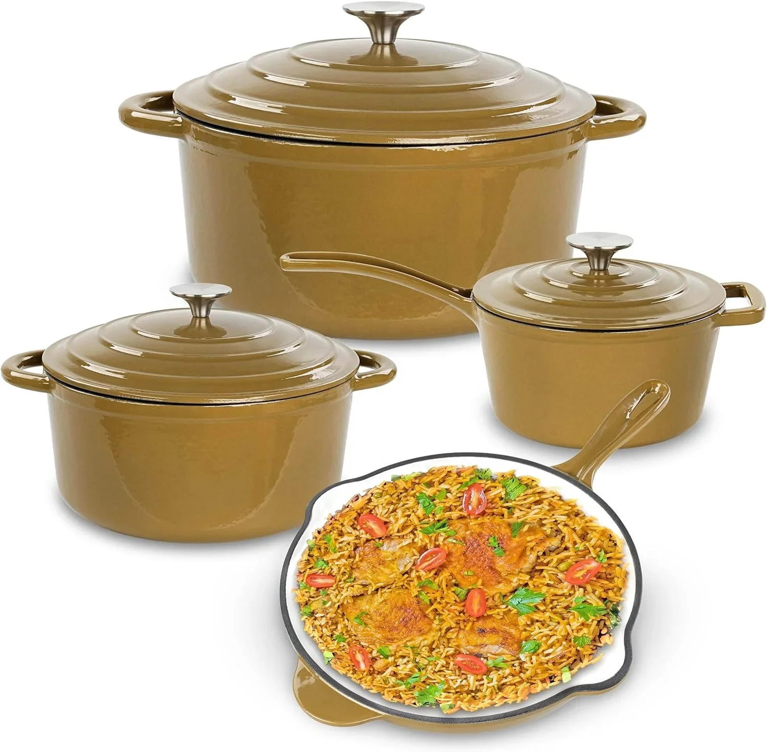 Pan and Pots Cookware Sets Cast Iron Pot's Set Enamel Coating 4 Pieces Suace Pan Cookware  High Grade