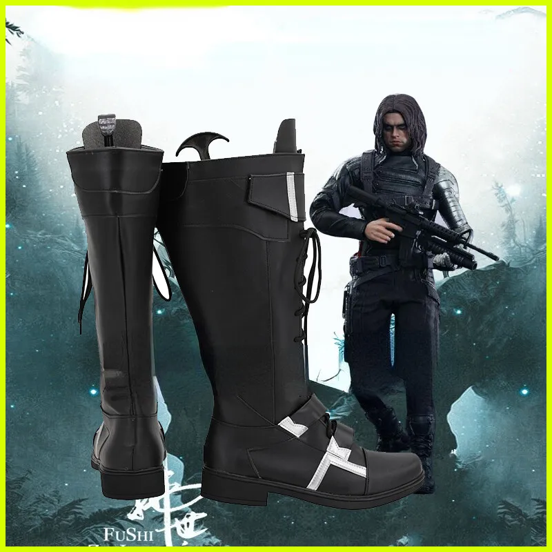 Scarpe cosplay anime Capitan America Stivali da soldato invernale Accessori per costumi di Halloween Oggetti di scena realizzati