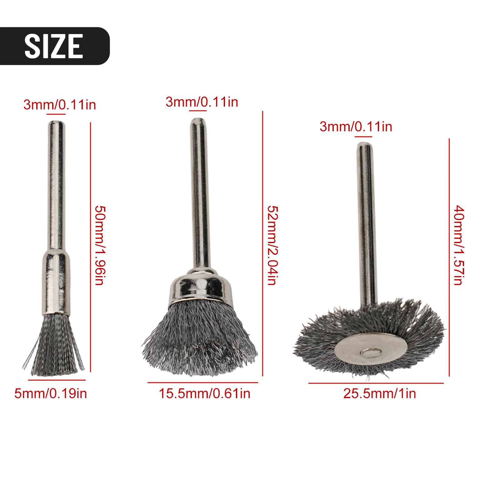 Power Tool Wire Brush Wire Wheel Rotary Tool Steel Brush Wire Wheel With Rod Polishing Derusting Polishing Grinding