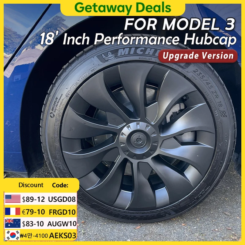 

4PCS Hub Cap Car 18 Inch for Tesla Model 3 Performance Replacement Wheel Cap Automobile Full Rim Protector Accessories 2018-2023
