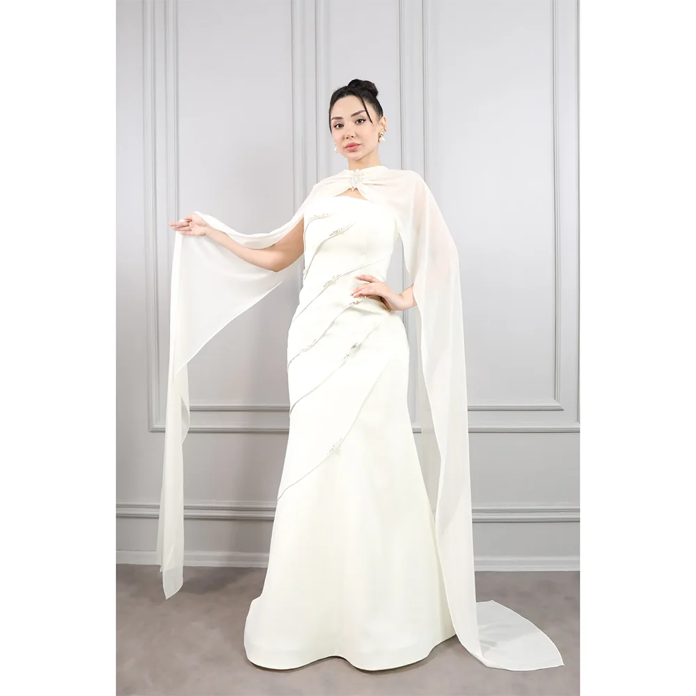 Customized Long Sleeves Long Evening Dresses Elegant Formal Occasion Prom Gowns Bead Crystal 2025 Floor Length Prom Dresses