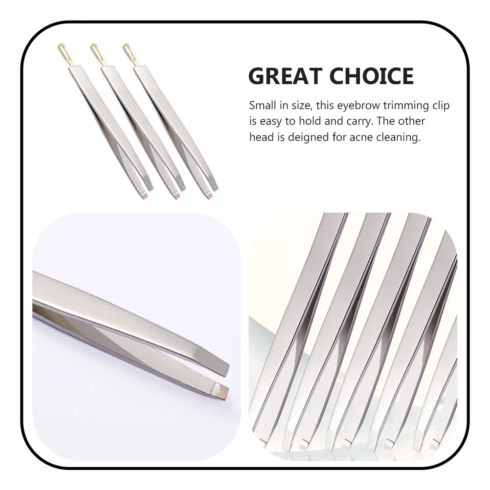 แหนบสแตนเลส 3 ชิ้น สำหรับถอนขนคิ้ว แบบพกพา อุปกรณ์ตกแต่งขนคิ้ว เครื่องมือเสริมความงามสำหรับร้านเสริมสวย