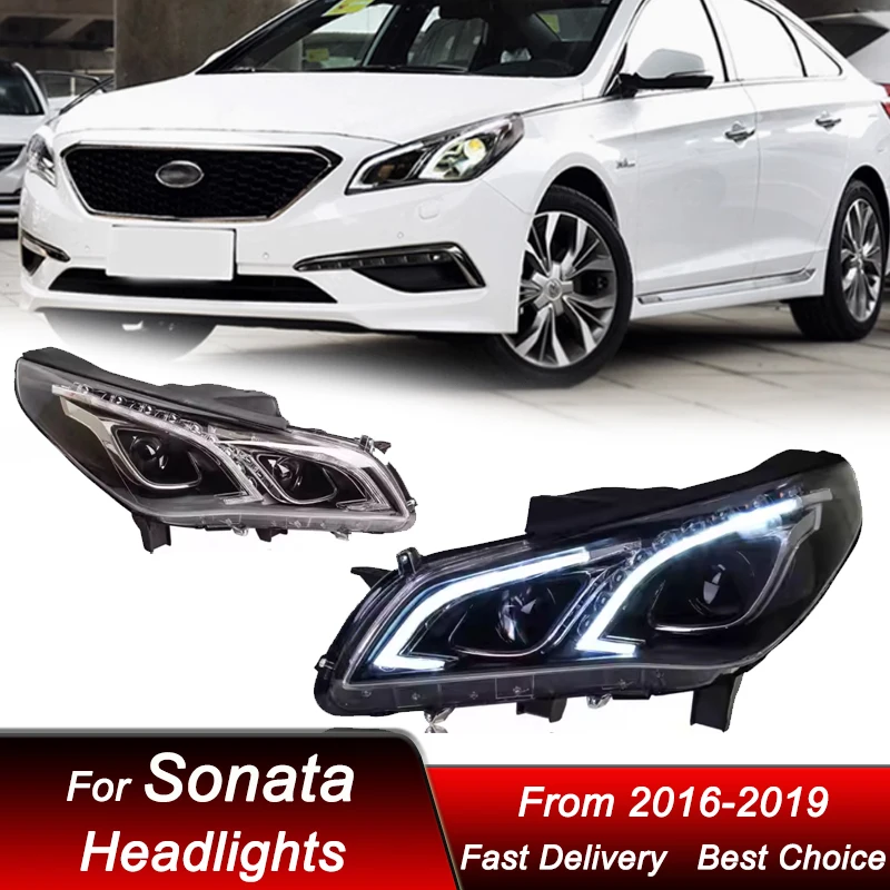 

Pop Car Headlights For Hyundai Sonata 9G 2016-2019 new style full LED Auto Head lamp Assembly Upgrade Projector Lens Accessories