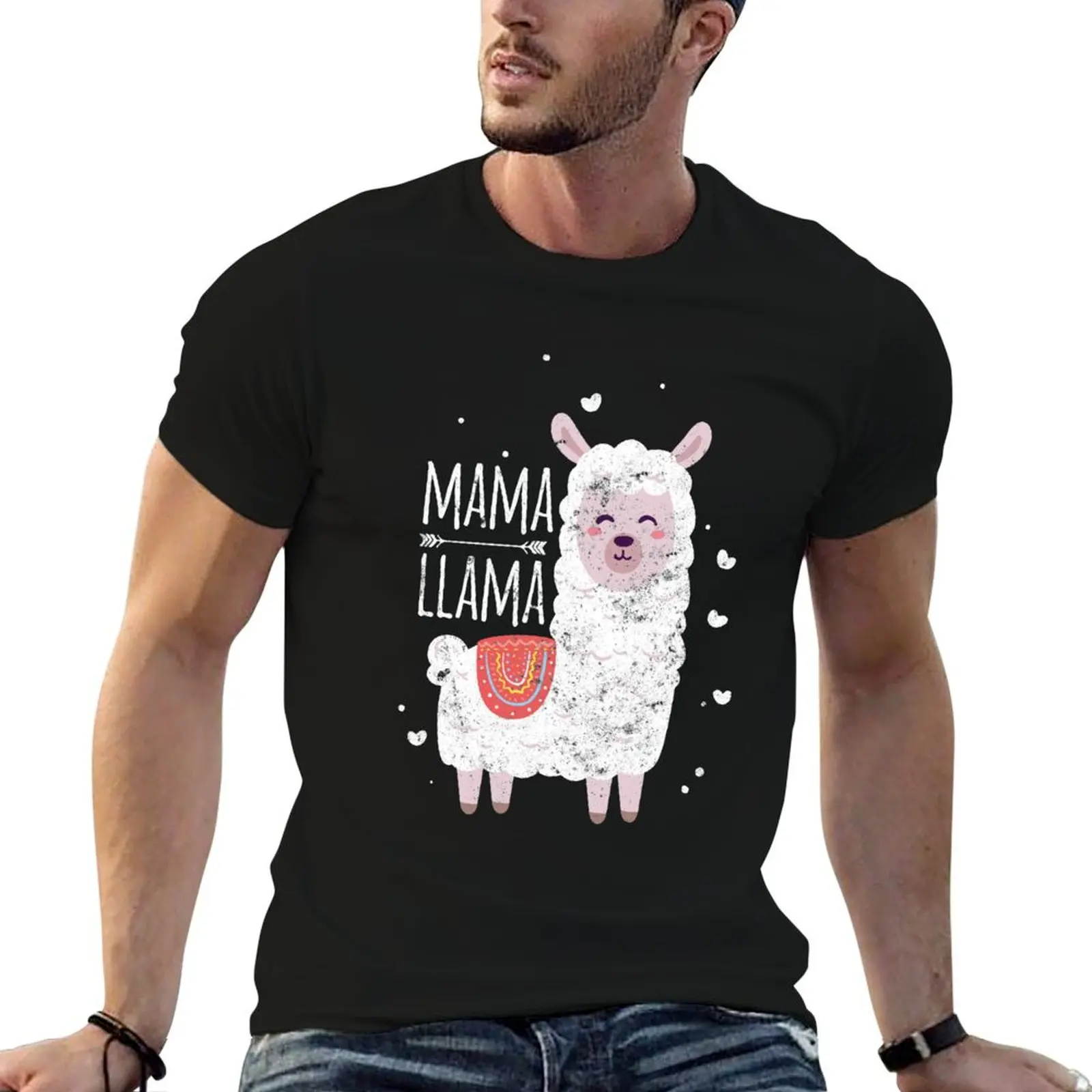 Mama Llama Tee For Women T-Shirt Fashion Graphic Tee for Men