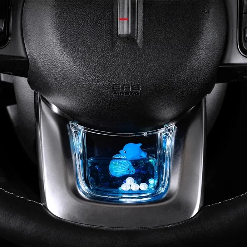 

For Tank 300 2021-2024 Steering Wheel Dynamic Sequins Decorative Panel Dynamic Fluid Fish Farming Decorative Frame Modification