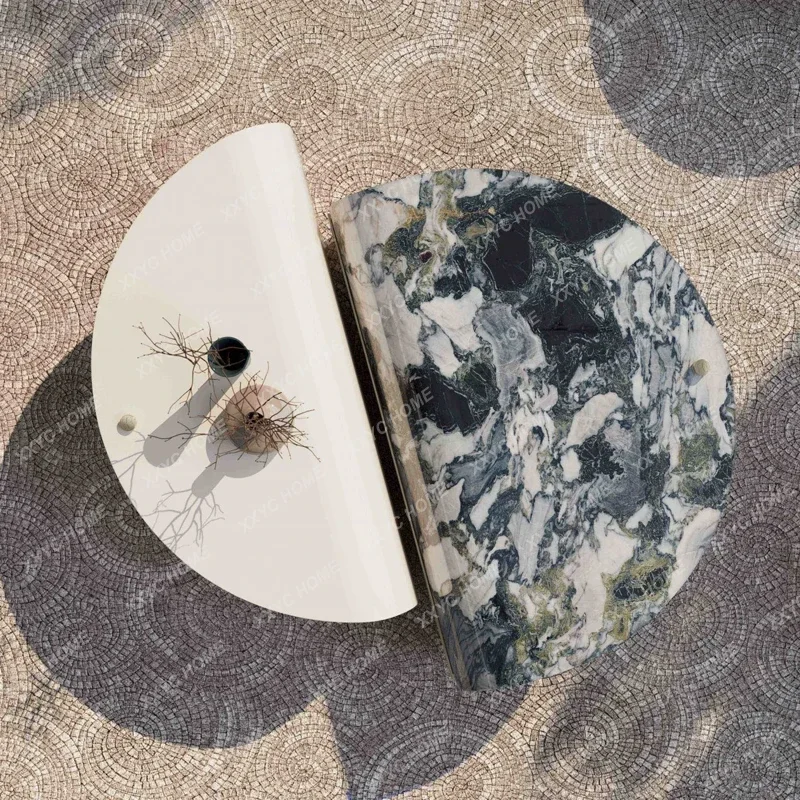 

Light Luxury Glass Splicing Round Coffee Table Modern Art Living Room Home Fashion Tea Table Combination