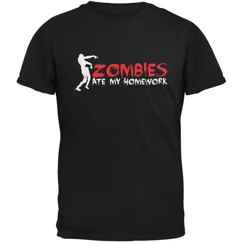 

Zombies Ate My Homework Black Adult T Shirt