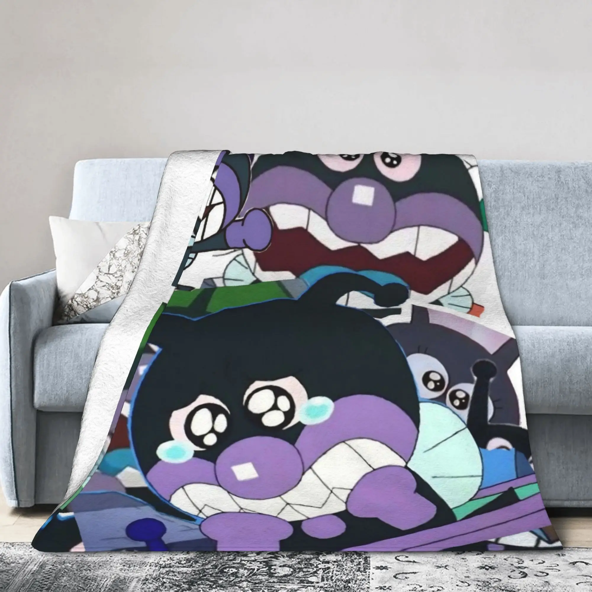 Baikinman Anime Cartoon Blankets Coral Fleece Autumn Winter Germ Man Bacteria Monster Multifunction Lightweight Throw Blanket
