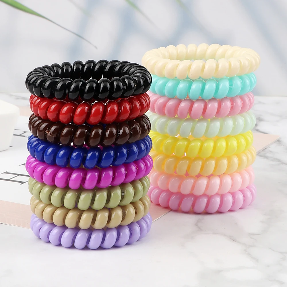 

5Pc/Lot Women Hair Bands Accessories Colorful Telephone Wire Elastic Hair Tie Spiral Cord Rubber Band Girl Premium Scrunchie Gum