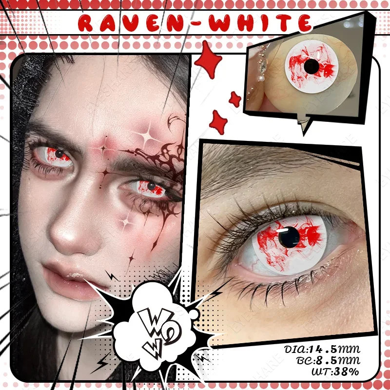 EYESHARE Cosplay Farbige Kontaktlinsen für Augen, jährliche Verwendung, Make-up, verrückte Halloween-Schönheit, rote Kontaktlinsen, Augenkosmetik – Detail 21