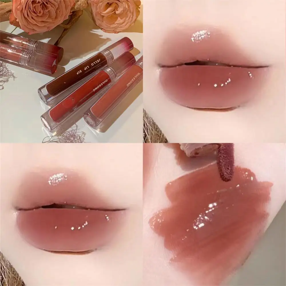 Lip Glaze Mirror Water Lip Gloss 6 Colors Moisture Lipstick Lips Makeup Watery Lipgloss Milk Tea Red Lip Tint Cosmetics