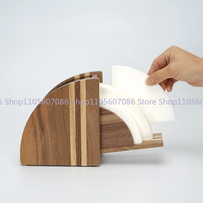 Hand Brewed Coffee Filter Carton Solid Wood Dustproof V60 Fan Filter Paper Storage Holder Filter Paper Holder