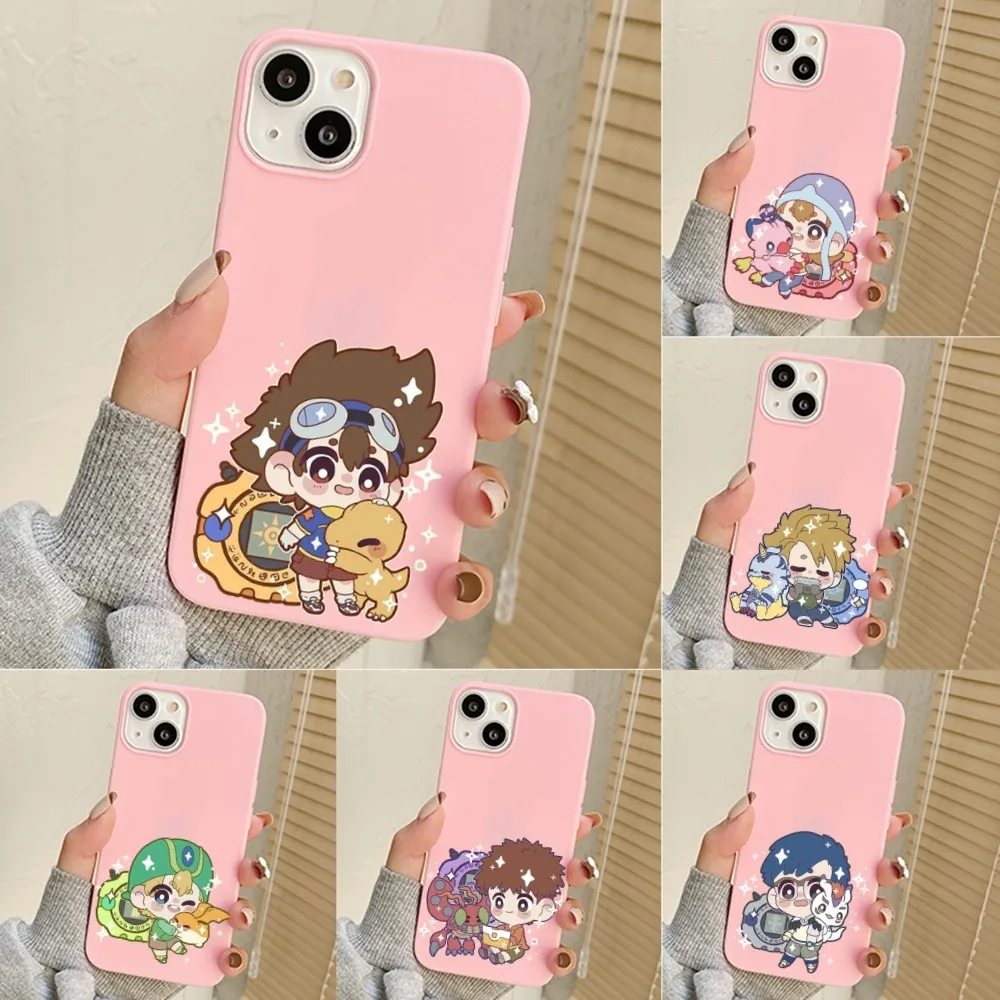 D-Digimon-n Anime Phone Case For Iphone 11 13 14 Pro Max X Xr Xs Max Se2020 12mini Pink Cover Case