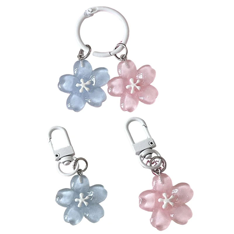 Creative Lovely Flower Keyring Sweet Jelly Color Sakura Keychain Pendant Cute Fashion Backpack Hanging Ornaments Couple Gifts