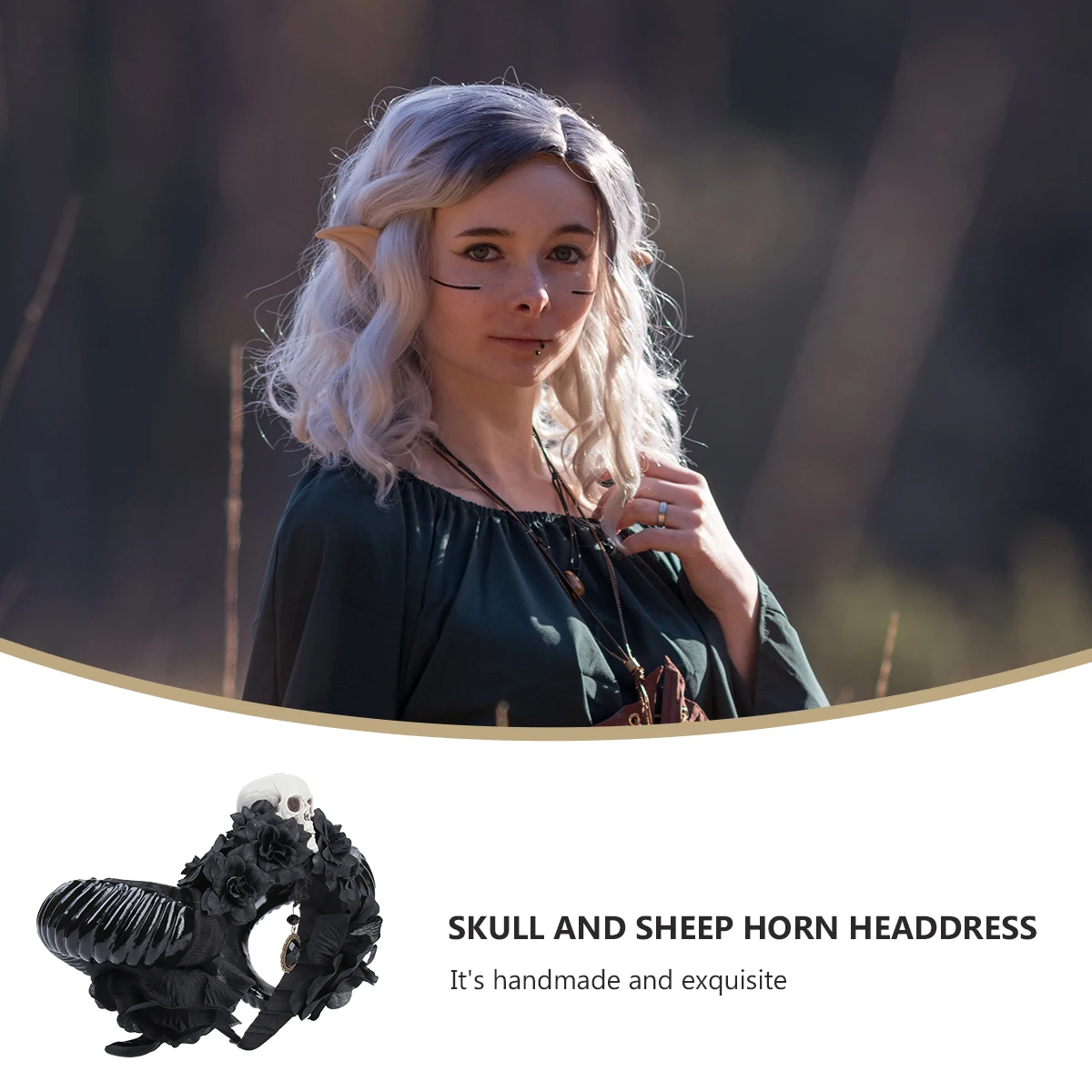 

Skull Headdress Classical Hair Hoop Goth Decorative Hairband Horn Headpiece DIY Headband Bands