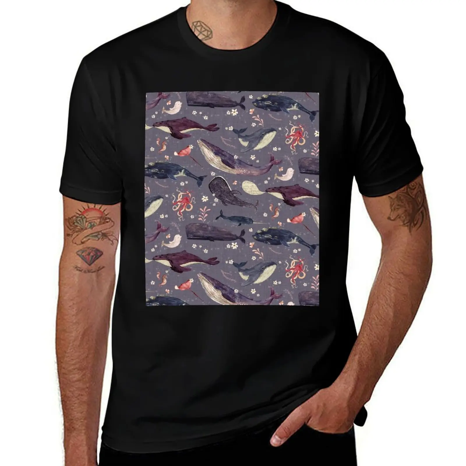

Whale's song lavender T-Shirt t shirt man casual man t shirt cotton