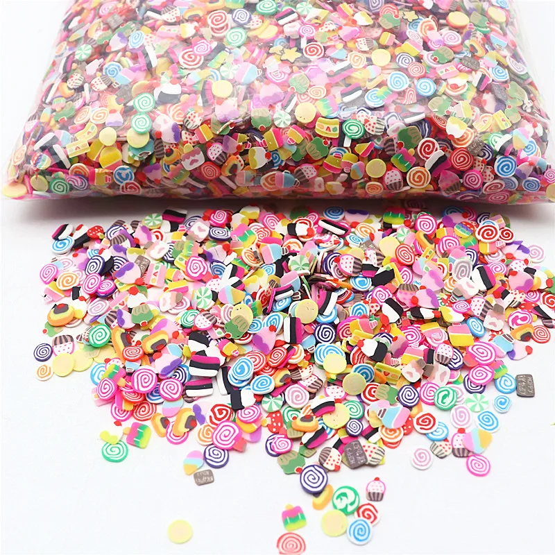 10-20g Polymer Hot Clay Fruit Love Flower Soft Pottery Slice Crafts DIY Mobile Phone Case Decorative Slime Accessories 3-7mm