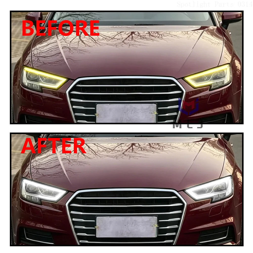 For Audi A3 8V Facelift 2017-2019 High-Spec LED Headlight Daytime Running Light Guide Strip Angel Eyes DRLChip DRL Lamp Tube view 6