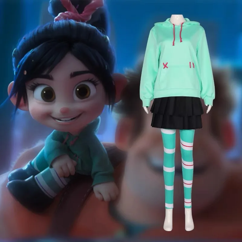 

Повседневная одежда, аниме Vanellope Von Schweetz, карнавальный костюм, толстовка, юбка, униформа Comic Con, костюмы на Хэллоуин для женщин и девочек