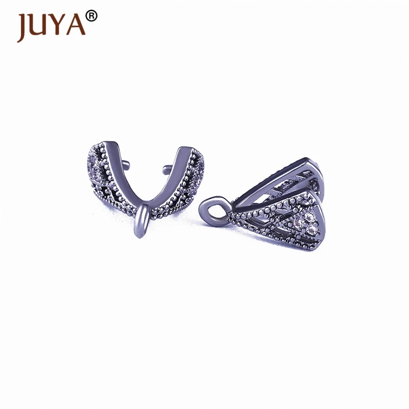 1Pair Crystal Agate Pendant Clasps Hand Made Clamp Pinch Clip Bail Bead Findings DIY Earrings Necklaces Jewelry Making Parts