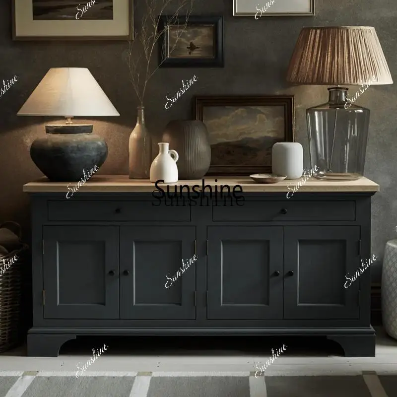 Rustic style furniture retro solid wood dining edge wall light luxury aisle small side cabinetX