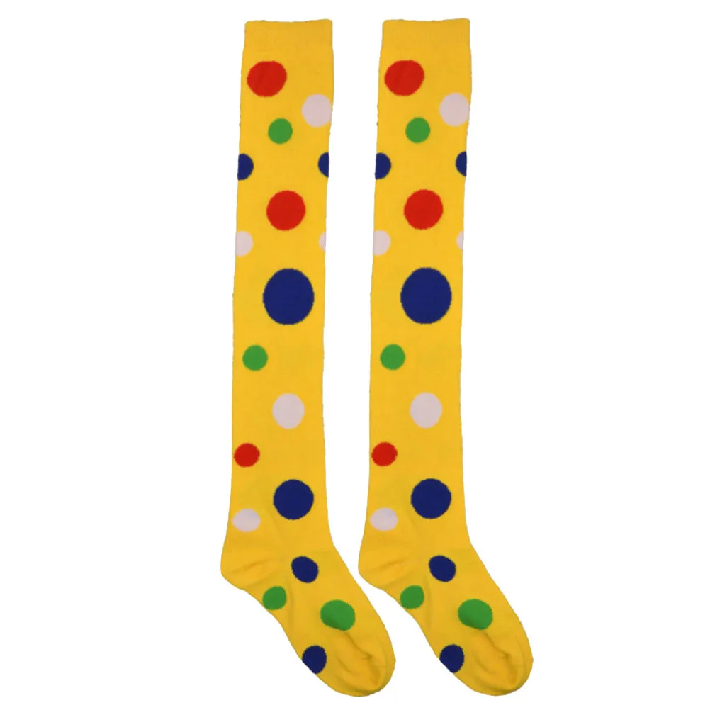 

1 Pair Dot Pattern Over The Knee Socks For Clown Cosplay Party Costume Dance Performance Comfortable Fit Yellow