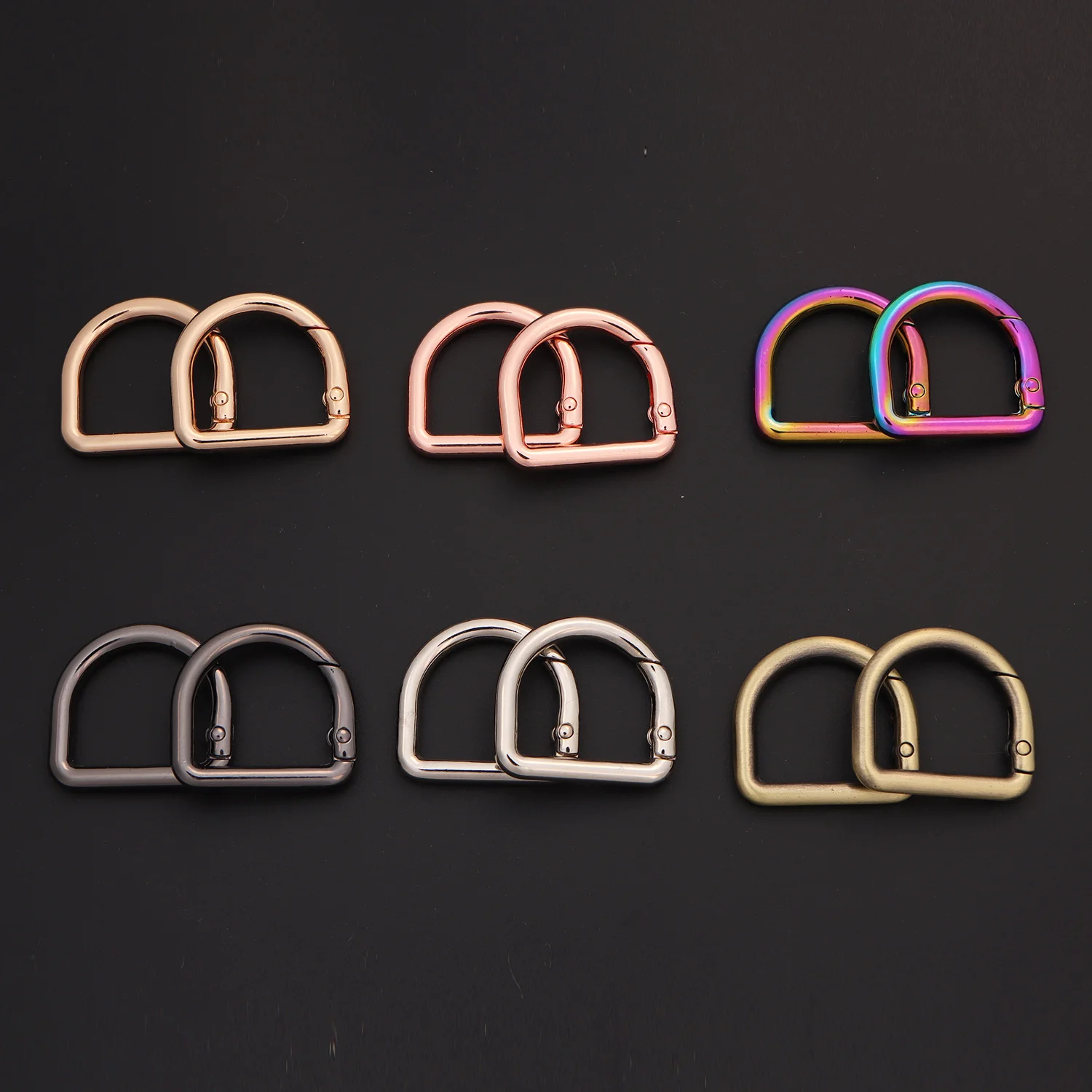 5Pcs Metal Spring D Rings Clip Keychain Carabiner Clips Keyrings Purse Keychain Lanyard Leather DIY Crafts