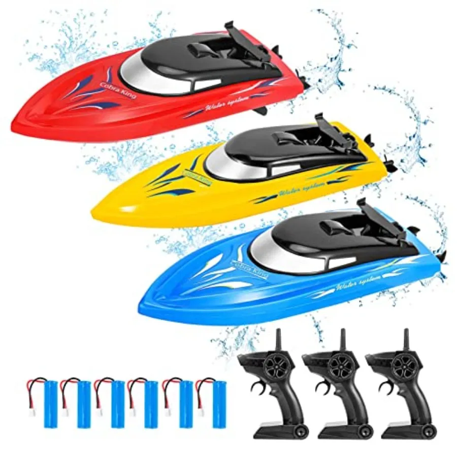 

3PACK Remote Control Rc Boat for 2.4Ghz Control Whole Body Waterproof 6 Rechargeable Batteries Summer Water Toys for Pools Lake