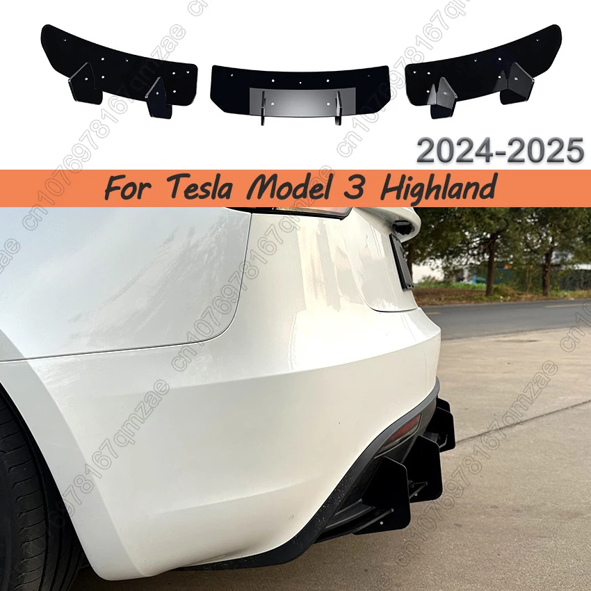 

Для Tesla Model 3 Highland 2024-2025 задний бампер, диффузор, спойлер, крышка, боковые разветвители, ABS, черный комплект кузова, автомобильные аксессуары