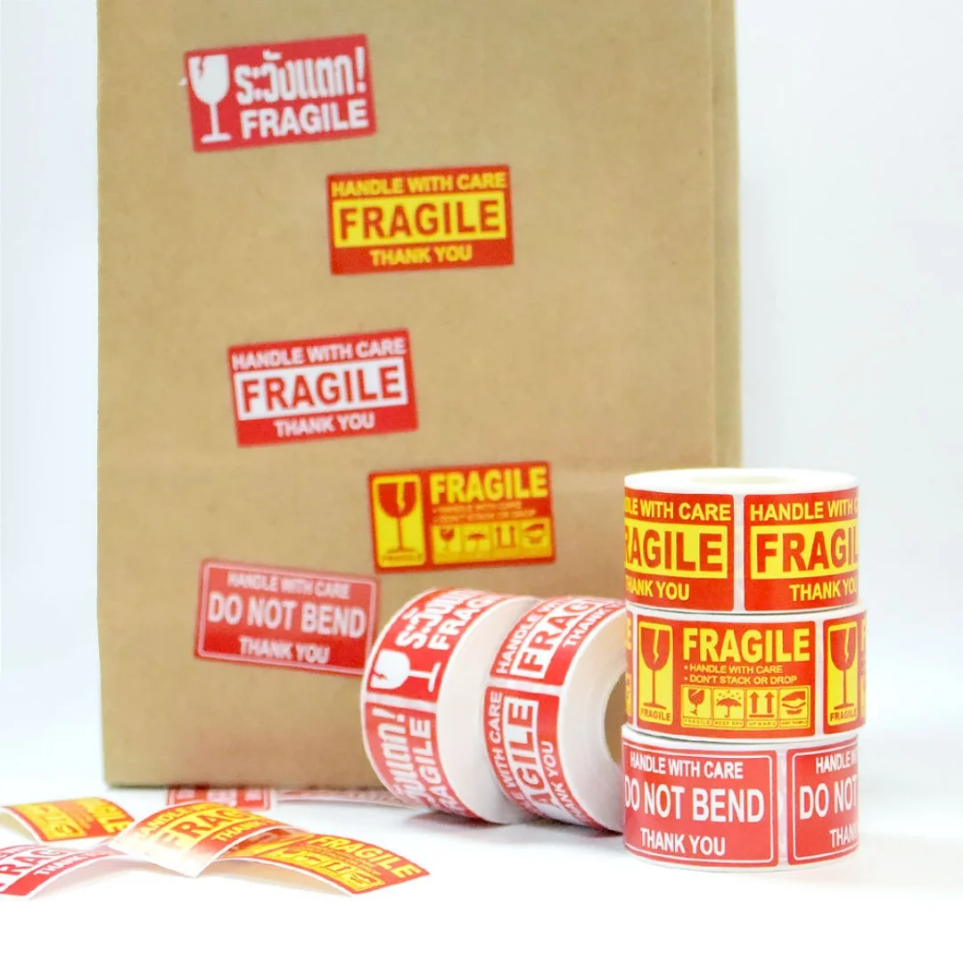 250pcs Fragile Stickers Warning Label Sticker Handle With Care Do Not Bend Thank You Adhesive Stickers For Shipping Packing