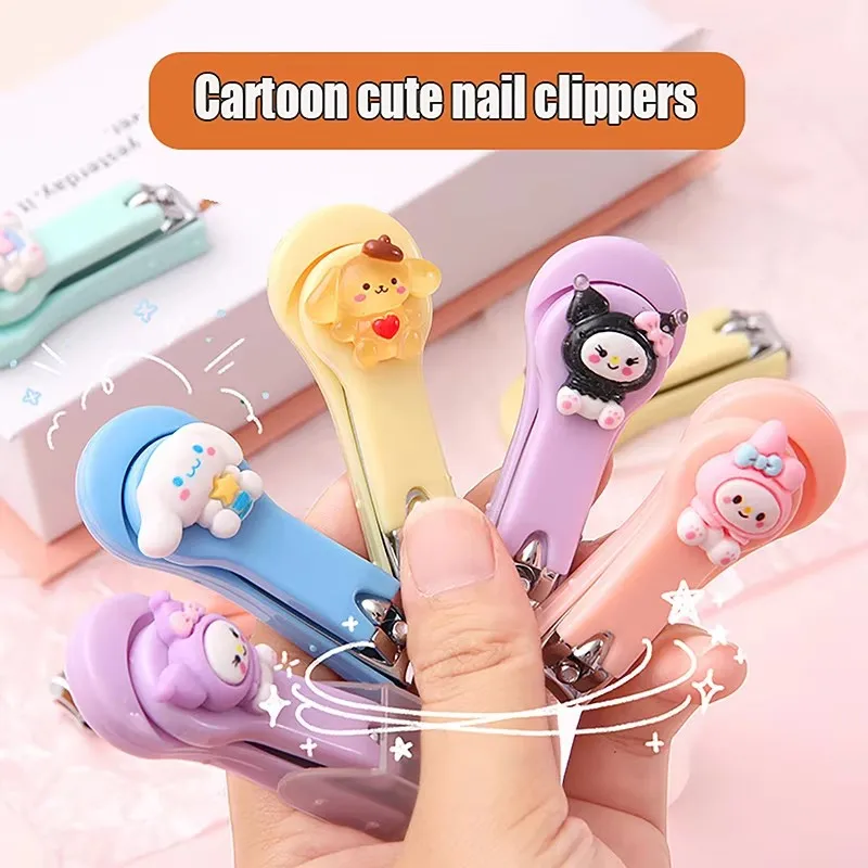 Kawaii Sanrio Nail Clippers Kuromi Cinnamoroll My Melody Hello Kitty Portable Folding Nail Clipper Women Manicure Tools Pochacco