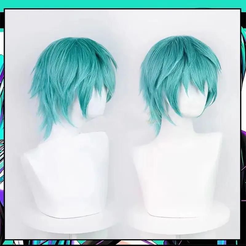 Mikuo Cosplay Anime Miku accesorios cortos azules pelo de alambre de alta temperatura con gorro de peluca para hombres eo] 5