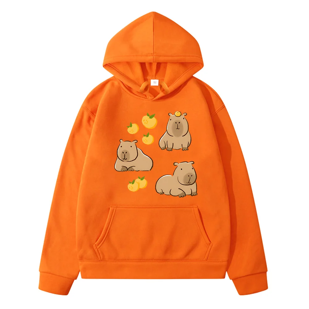 Capybara Eat Oranges Autumn New Cartoon Clothes Baby Boys Long Sleeve Sweatshirts for Girls Fashion Outerwear Graffiti Pullovers