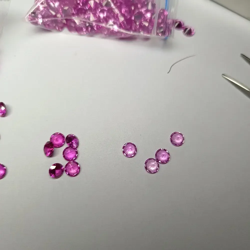 

2# 3# pink ruby 6 mm round shape corundum stone jewelry