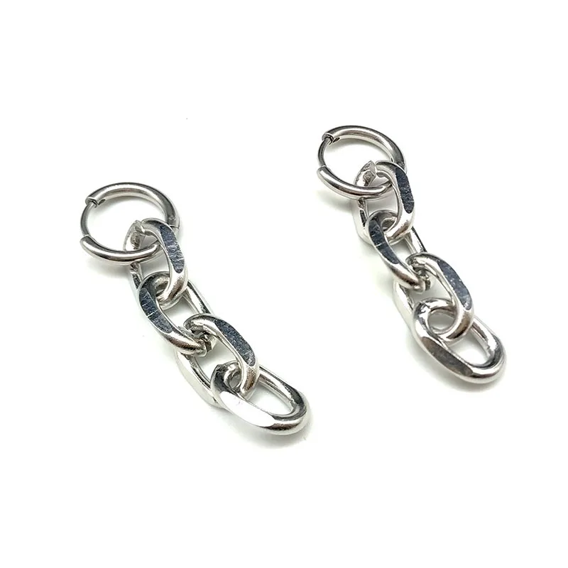 Punk Chain Shape Metal Dangle Earrings for Women Hip Hop Vintage Creative Cool Trendy Drop Earrings Kpop Statement Jewelry view 4